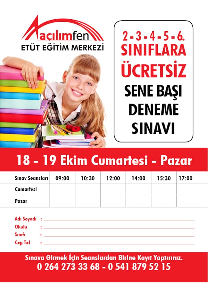 Açılım Fen Etüt Eğitim Merkezi'nden ücretsiz deneme sınavı