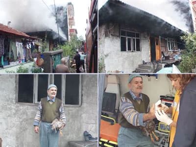 Yangından Kurtardığı Tavuğunu Elinden Bırakmadı
