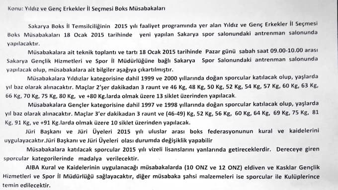 Yıldız ve genç erkekler boks il seçmeleri 18 Ocak'ta