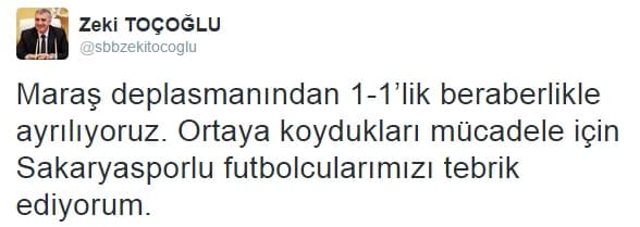 Toçoğlu; 'Şampiyonluğu Sakaryaspor Yaşayacak'