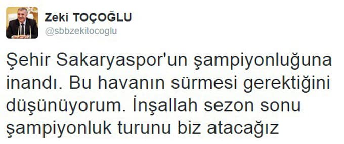 'Şampiyonluk turunu Sakaryaspor atacak'