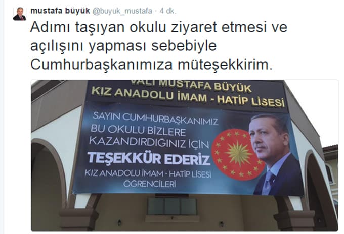 Vali Büyük'den, Cumhurbaşkanı ve Zeki Toçoğlu'na teşekkür
