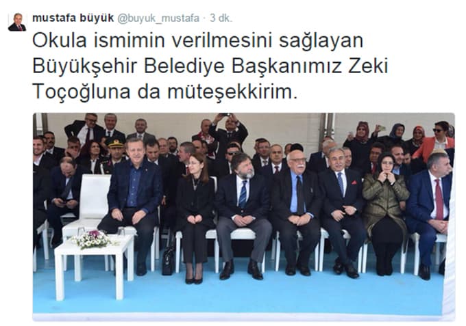 Vali Büyük'den, Cumhurbaşkanı ve Zeki Toçoğlu'na teşekkür