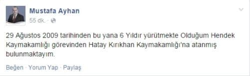 Hendek Kaymakamı Ayhan, Kırıkhan'a atandı
