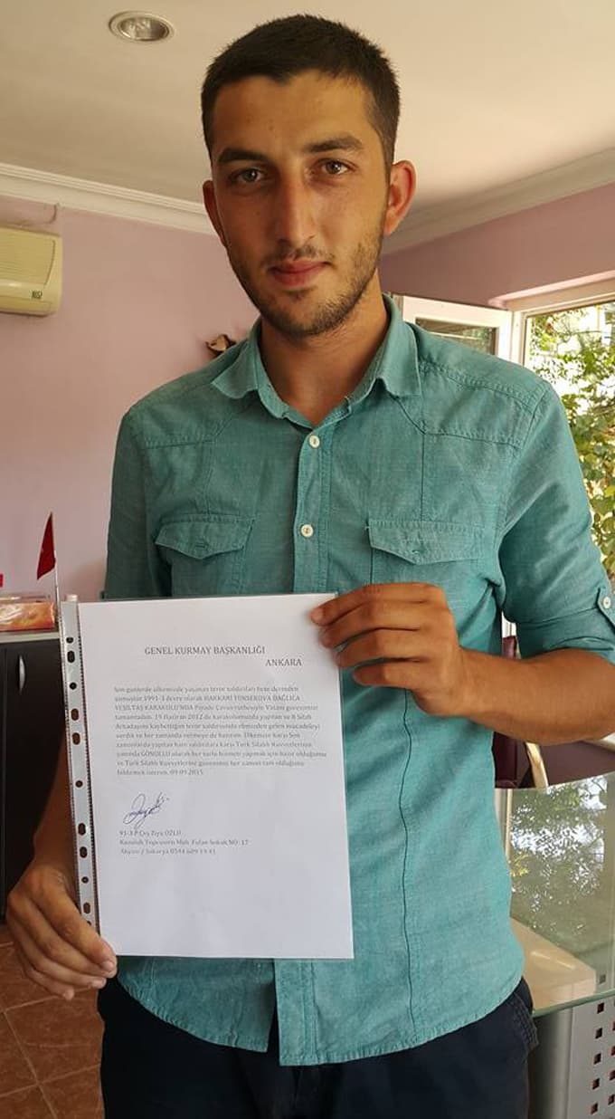 Sakaryalı genç gönüllü, askerlik için TSK'ya dilekçe verdi