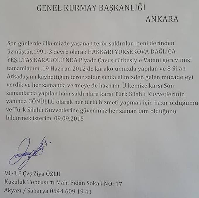 Sakaryalı genç gönüllü, askerlik için TSK'ya dilekçe verdi