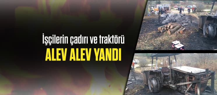 Orman işçilerinin kaldığı çadır alev alev yandı