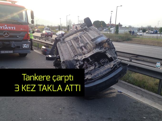 Takla atan otomobilden sağ çıktılar