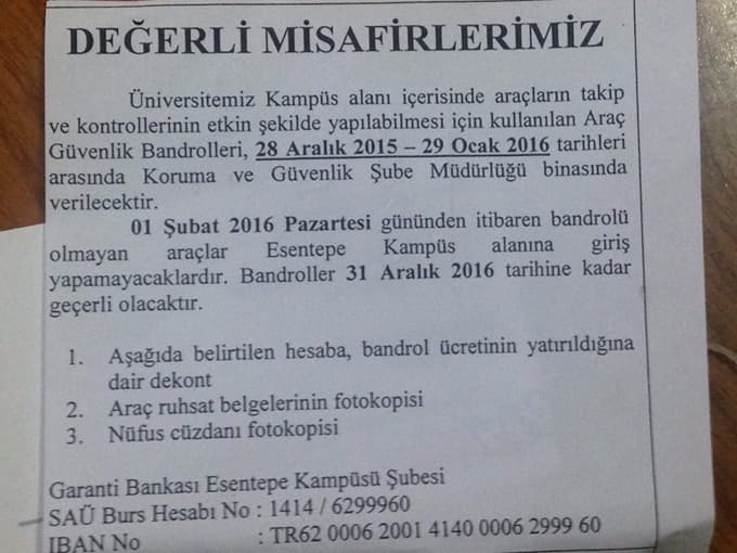 Bandrol almayan kampüse giremeyecek