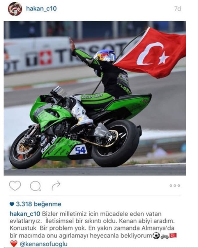 Kenan Sofuoğlu'ndan Milli futbolcuya sitem mesajı