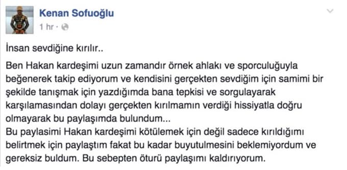 Kenan Sofuoğlu'ndan Milli futbolcuya sitem mesajı
