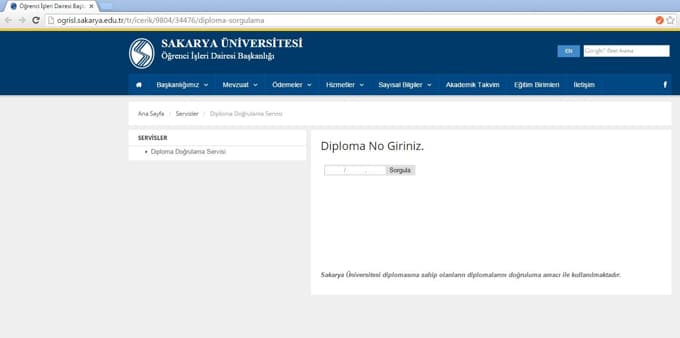 SAÜ Diploma Doğrulama Sistemi sahteciliğin önüne geçti