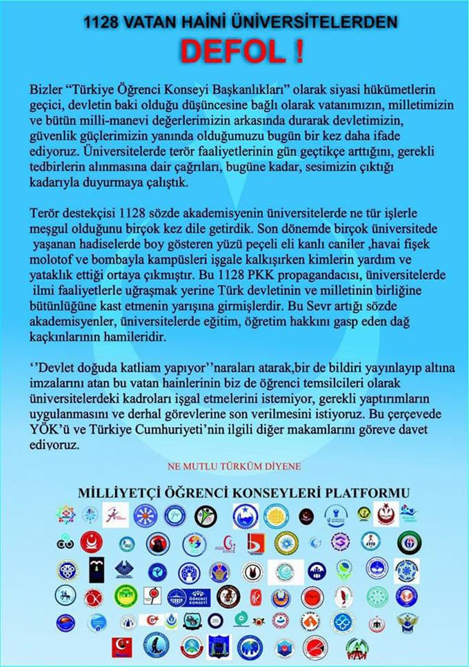 "O bildiriye imza atanların görevine son verilsin"