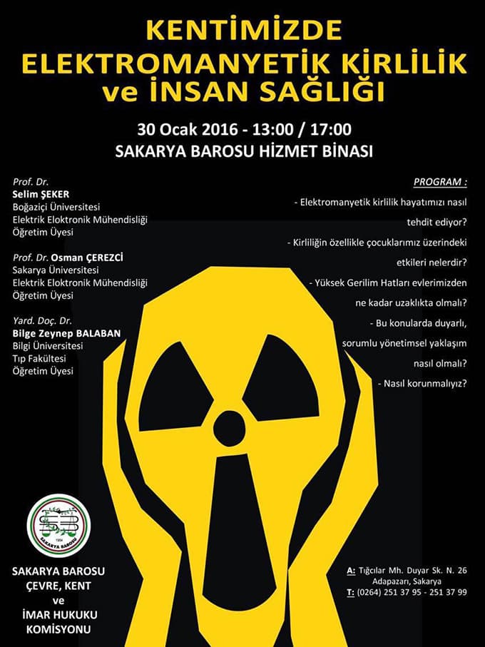 Sakarya Barosu'ndan "Elektromanyetik Kirlilik ve İnsan Sağlığı" paneli