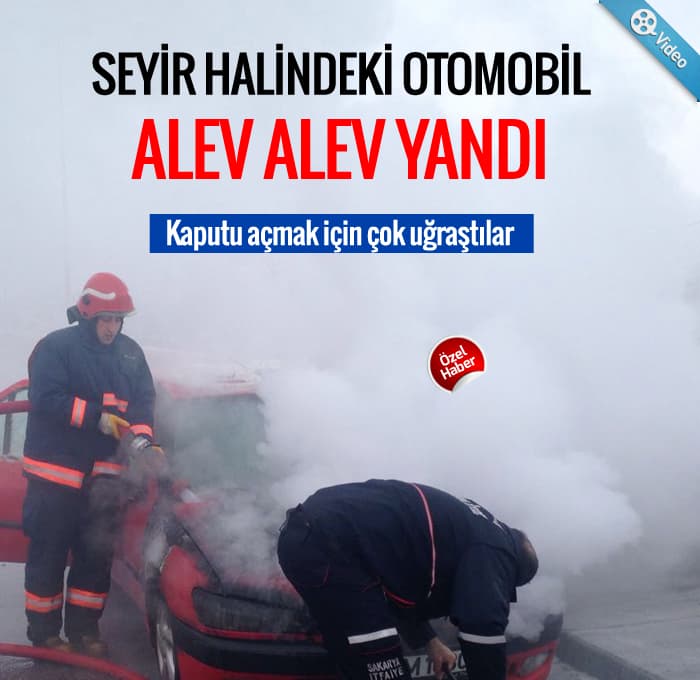 Seyir halindeki otomobil alev alev yandı
