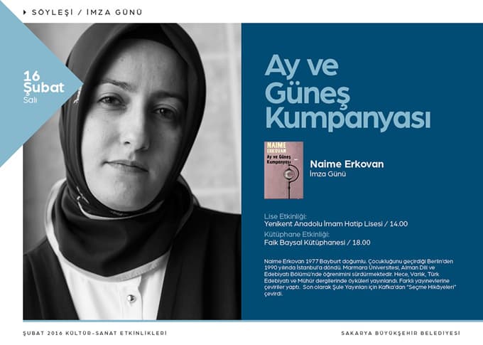 Yazar Naime Erkovan söyleşi için geliyor