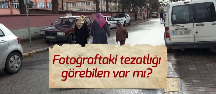 Sokaktaki tezatlık dikkat çekti