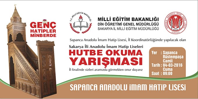 Hutbe Okuma Yarışması İl Finali Sapanca Rüstempaşa Camiinde yapılacak