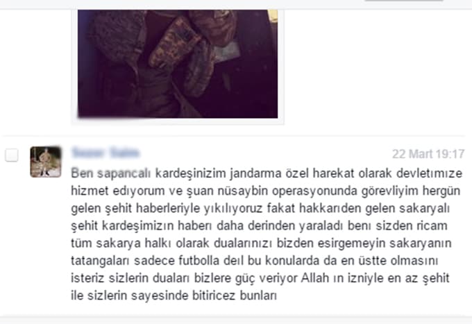 Jandarma özel harekatçıdan duygusal mesaj