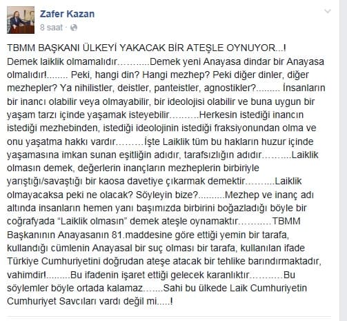 Başkanı Kazan'dan meclis başkanının açıklamalarına tepki