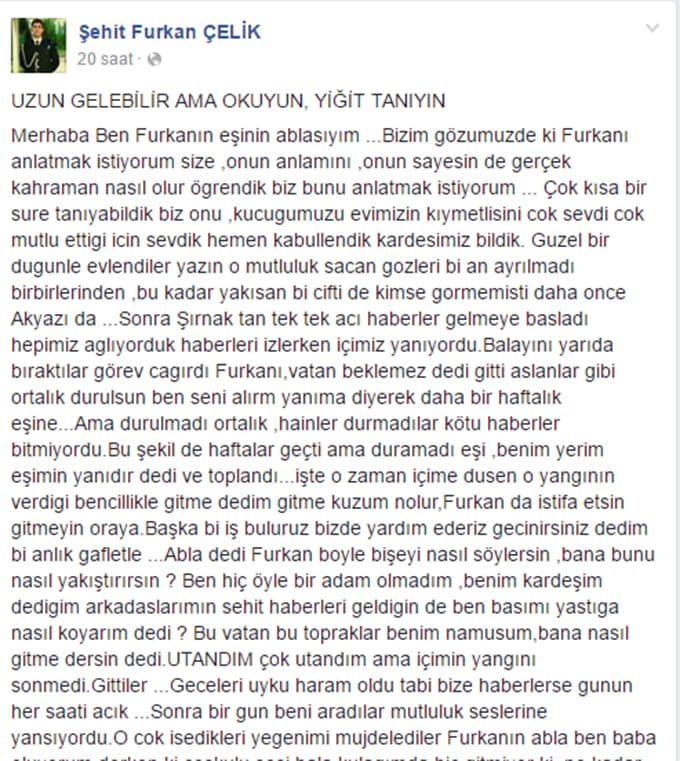Baldızı Şehit Furkan Çelik'i anlattı