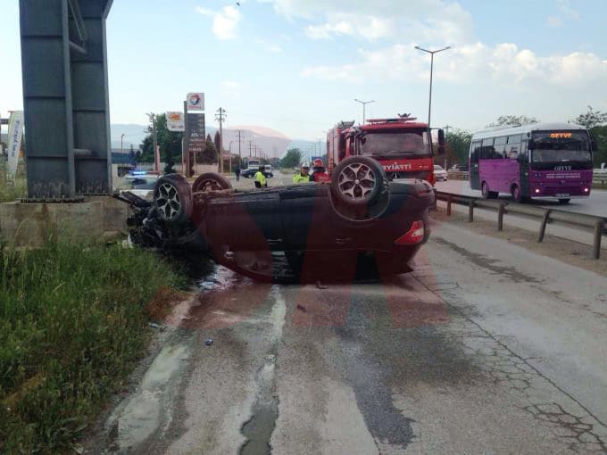 İş adamının kullandığı araç takla attı