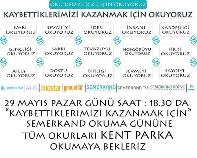 Kent Park'ta kitap okuma etkinliği düzenlenecek