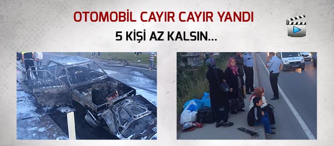 Otomobil cayır cayır yandı