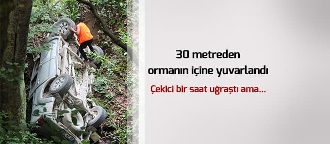 Ormanın içine yuvarlandı