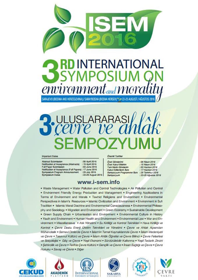 3.Uluslararası Çevre ve Ahlak Sempozyumu