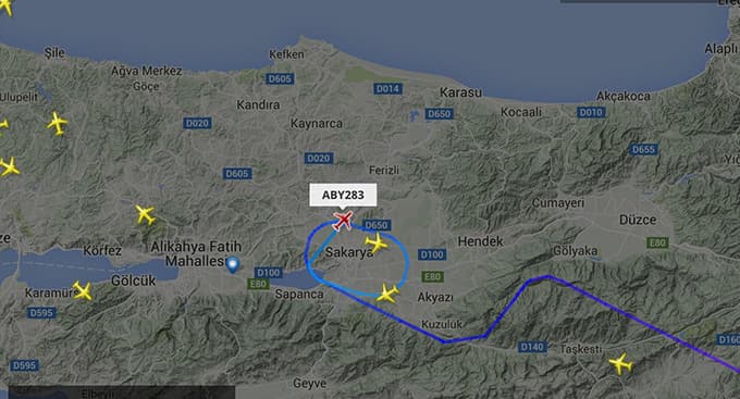 Akyazı üzerinde hava hareketliliği
