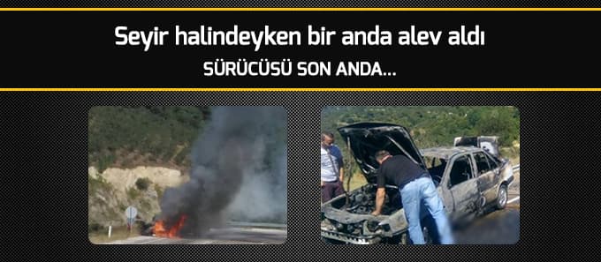 Seyir halinde alev aldı