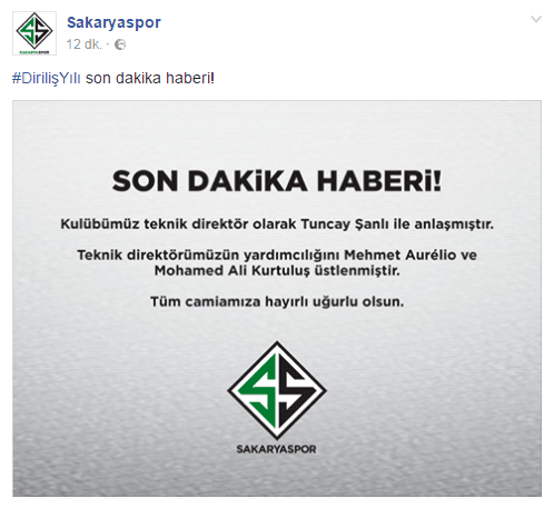 Sakaryaspor'da Tuncay Şanlı dönemi