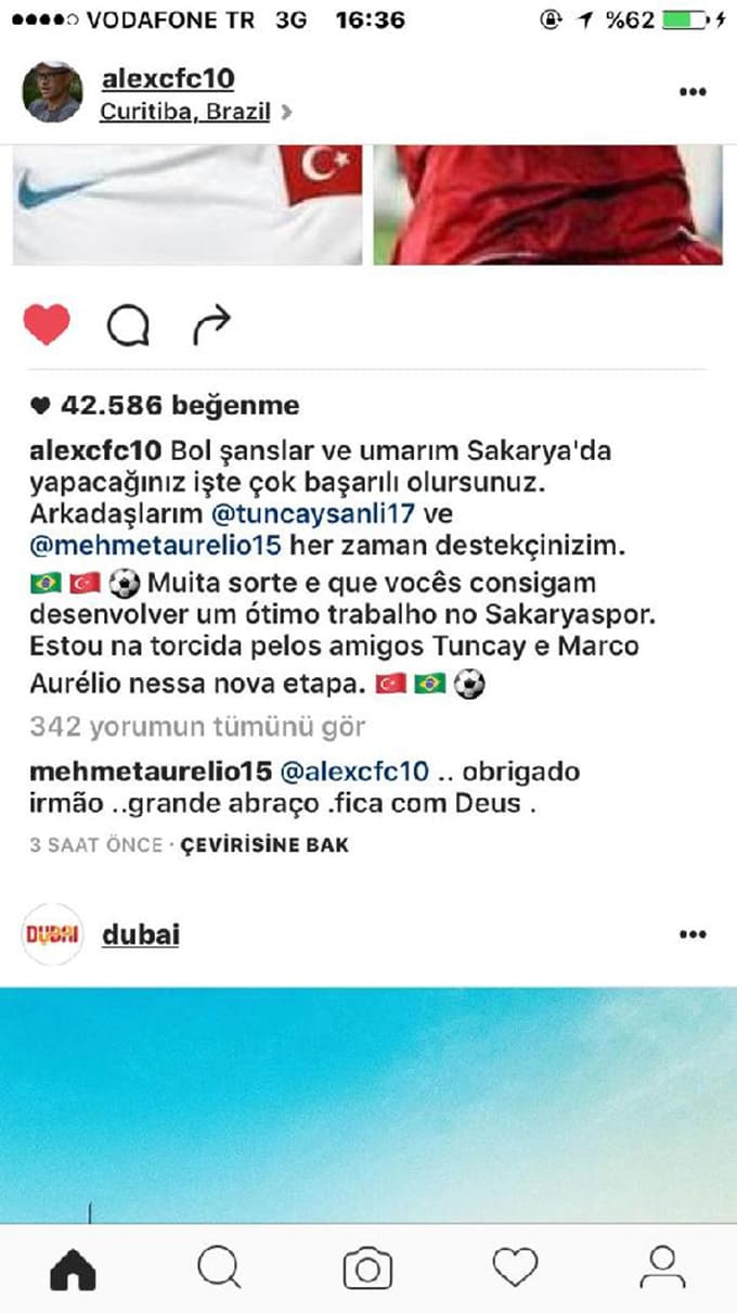 Alex'den Tuncay Şanlı'ya tebrik