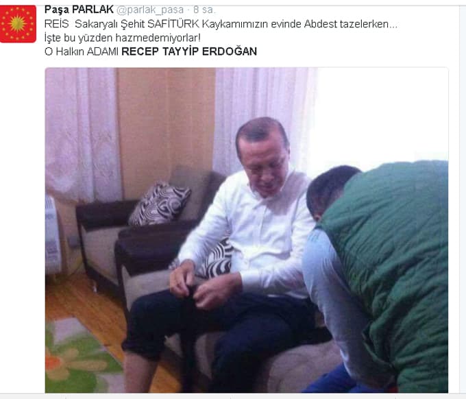 Cumhurbaşkanı, şehidin evinde abdest aldı