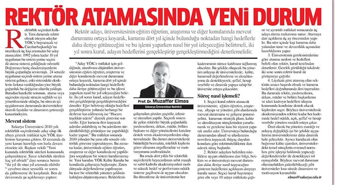 Rektör Elmas'ın yazısı Star Gazetesi'nde yayımlandı