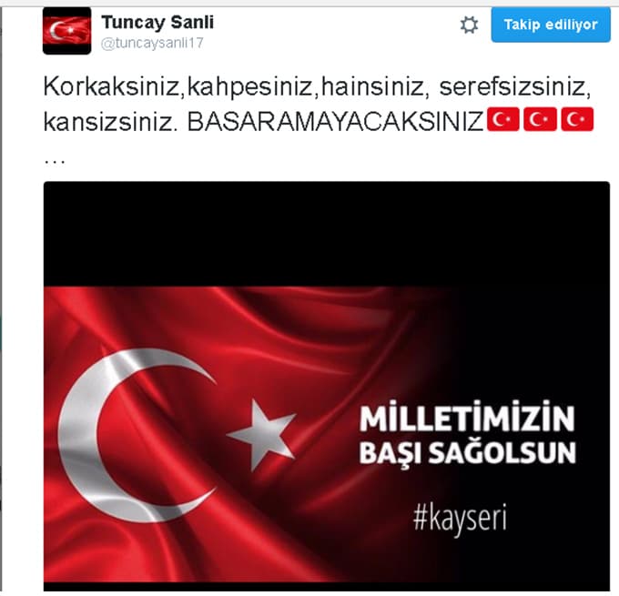 Tuncay Şanlı'dan teröre tepki  