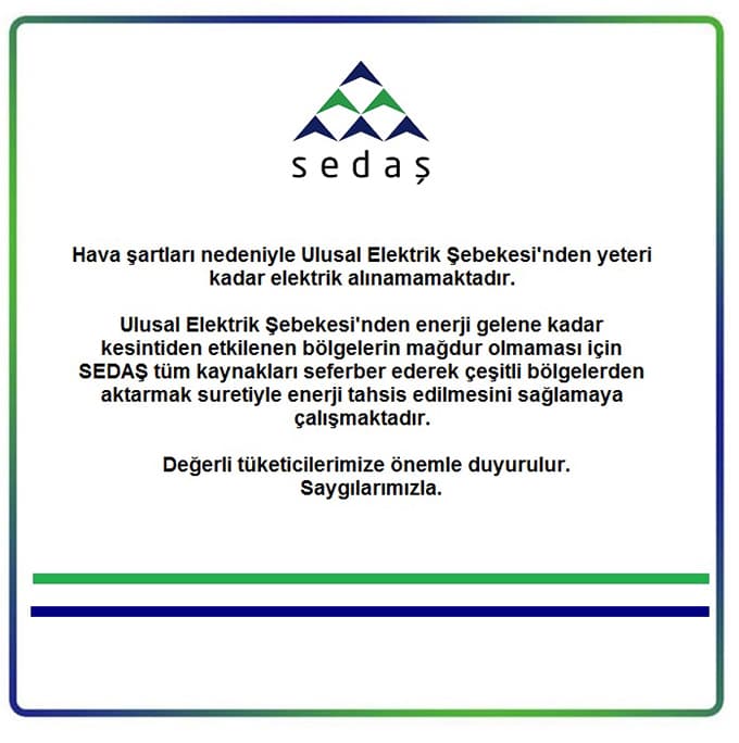 SEDAŞ'tan önemli uyarı