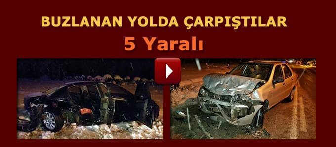 Otomobil buzlanan yolda kaydı: 5 yaralı