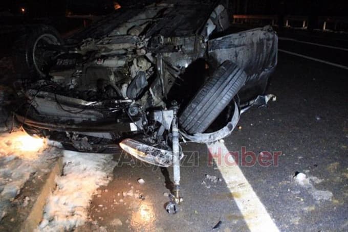Tansiyonu düşen muhtar, aracıyla takla attı