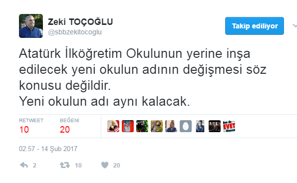 ''Yeni okulun adı...''