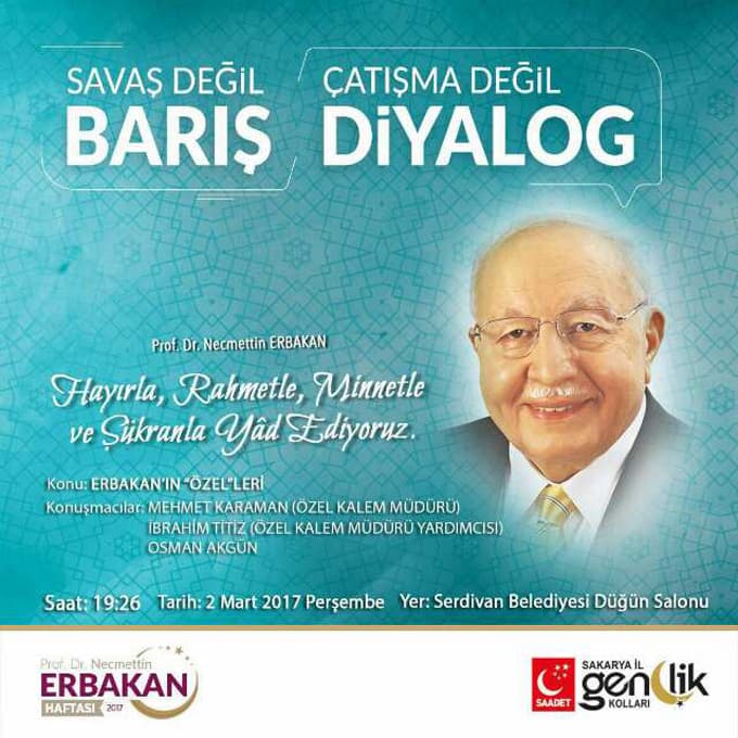 Necmettin Erbakan Sakarya'da anılacak