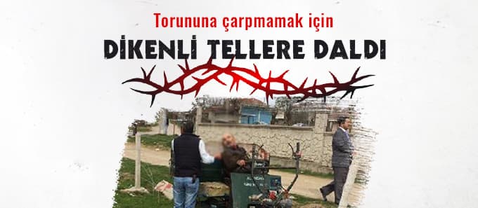 Torununa çarpmamak için direksiyonu kırınca...
