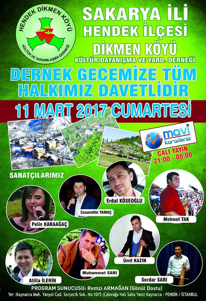 Hendek Dikmenliler bu gecede buluşacak