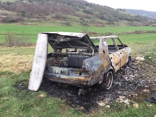 Çalınan otomobil yakılmış halde bulundu