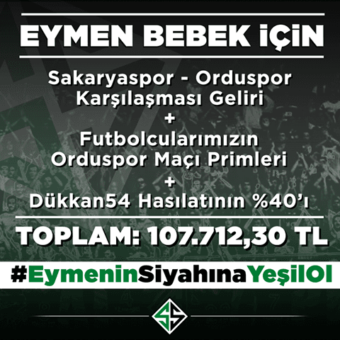 Sakaryaspor'dan Eymen bebeğe 107 bin TL