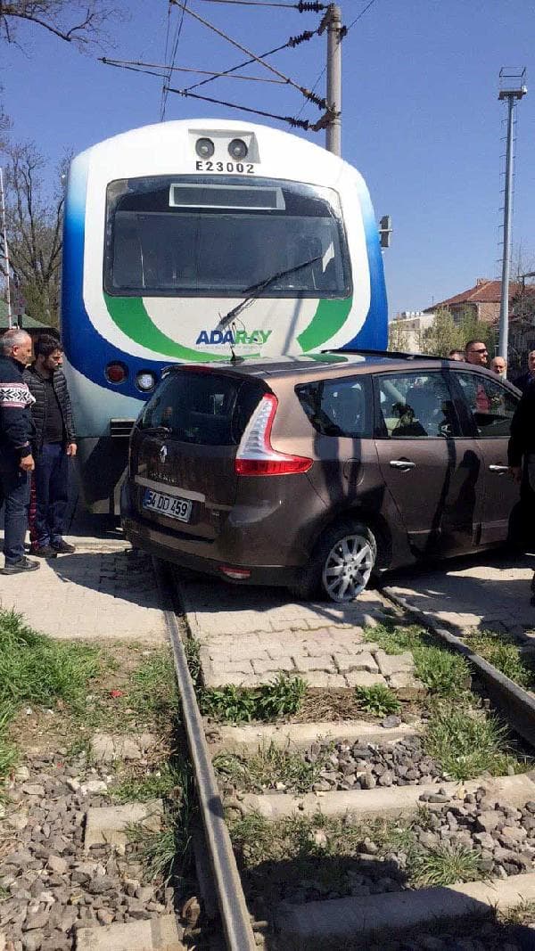 Adaray otomobile çarptı