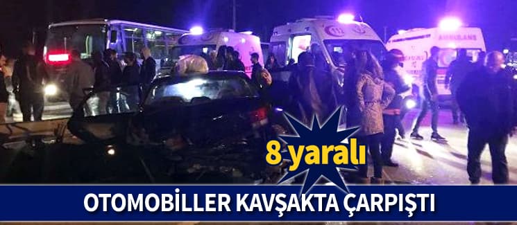2 otomobil kavşakta çarpıştı