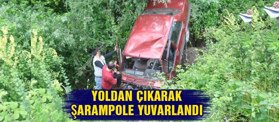 Otomobil şarampole yuvarlandı