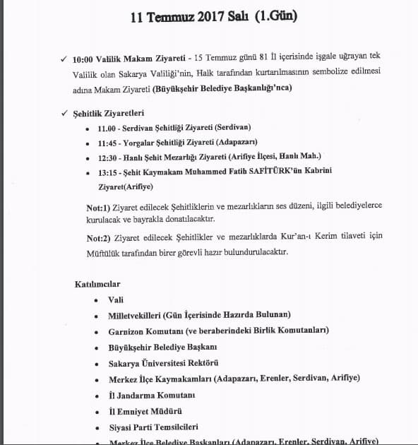 15 Temmuz anma etkinlikleri açıklandı